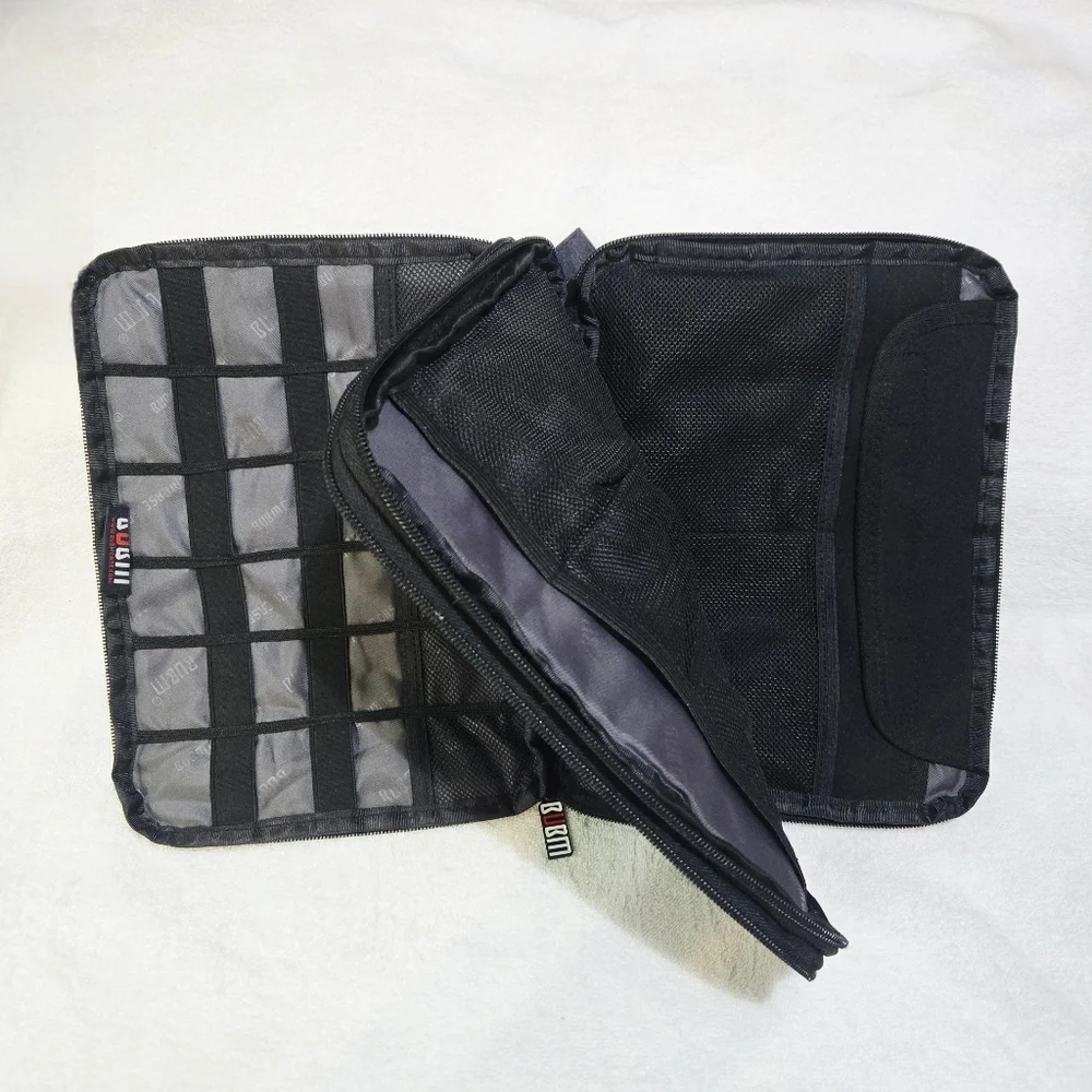 BUBM Electronics Travel Organizer Case Zippered Tech Cable Storage Gray